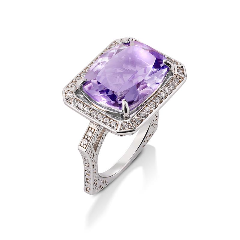 Rainbow Collection Amethyst Pendant, Chain & Ring